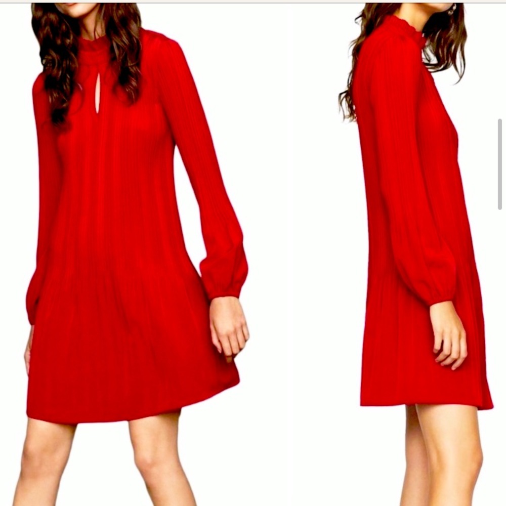 Maje Raspberry Rockally Pleated Wilson Cocktail Dress